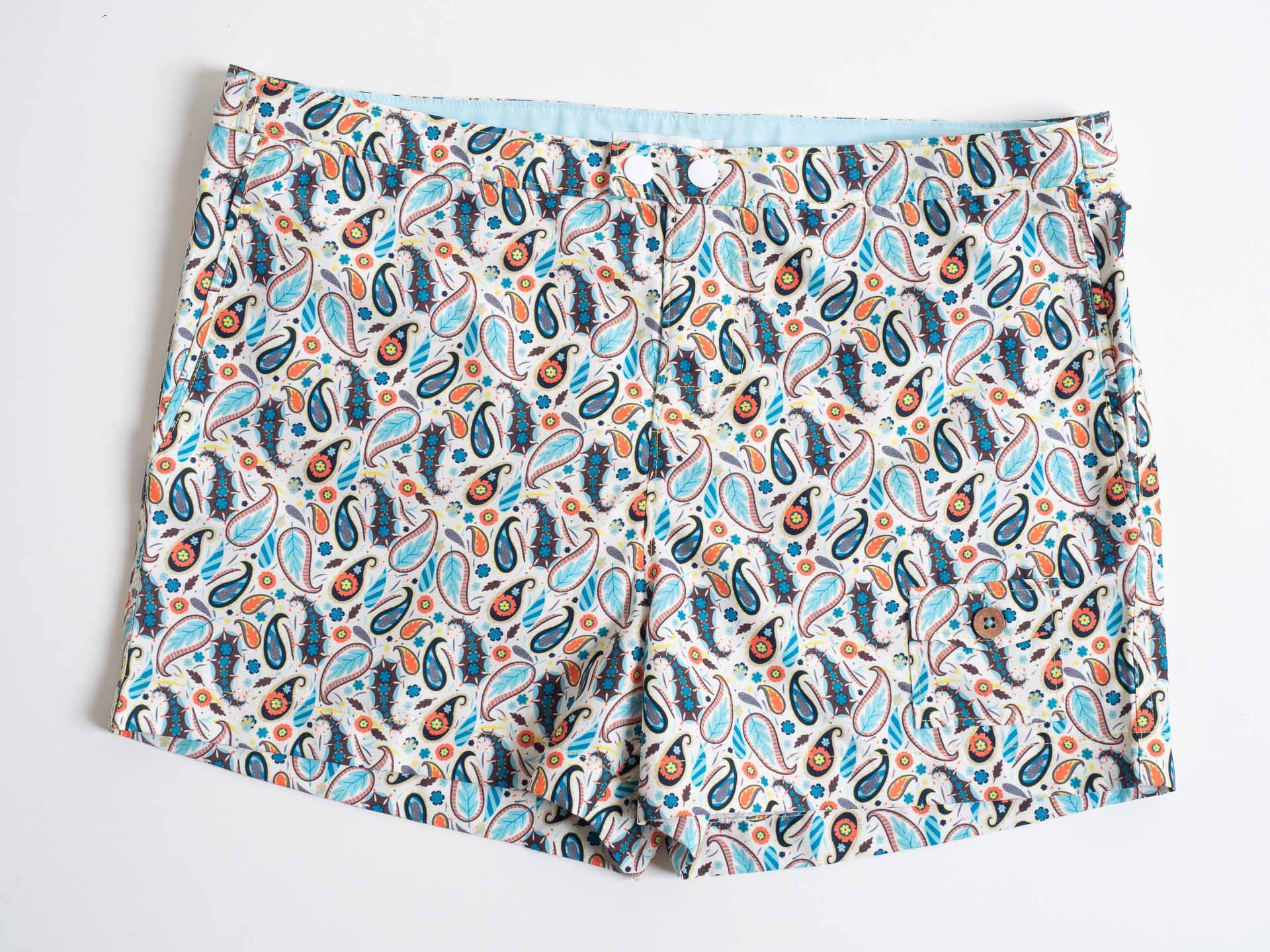 Fiesta Paisley Swim Short - Marshmallow - El Tuggle™